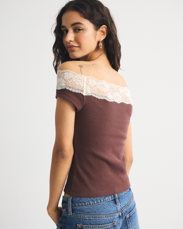 Bra-Free Off-The-Shoulder Lace-Trim Top