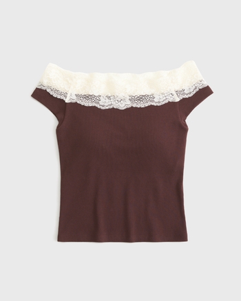 Bra-Free Off-The-Shoulder Lace-Trim Top