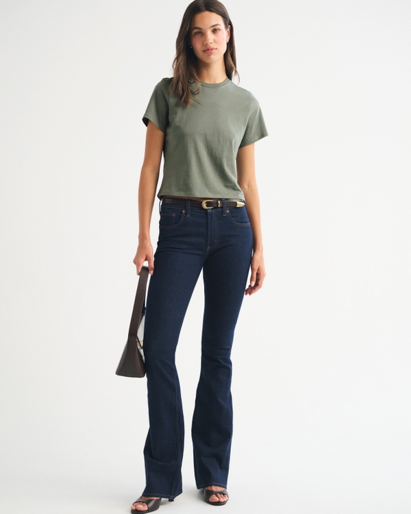 Essential Polished Body-Skimming Tee, Muted Basil view 2