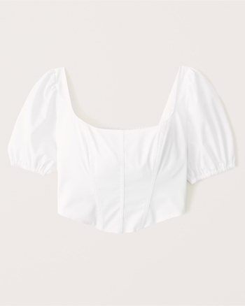 Women's Puff Sleeve Poplin Corset Top | Women's Womens Search L2 ...