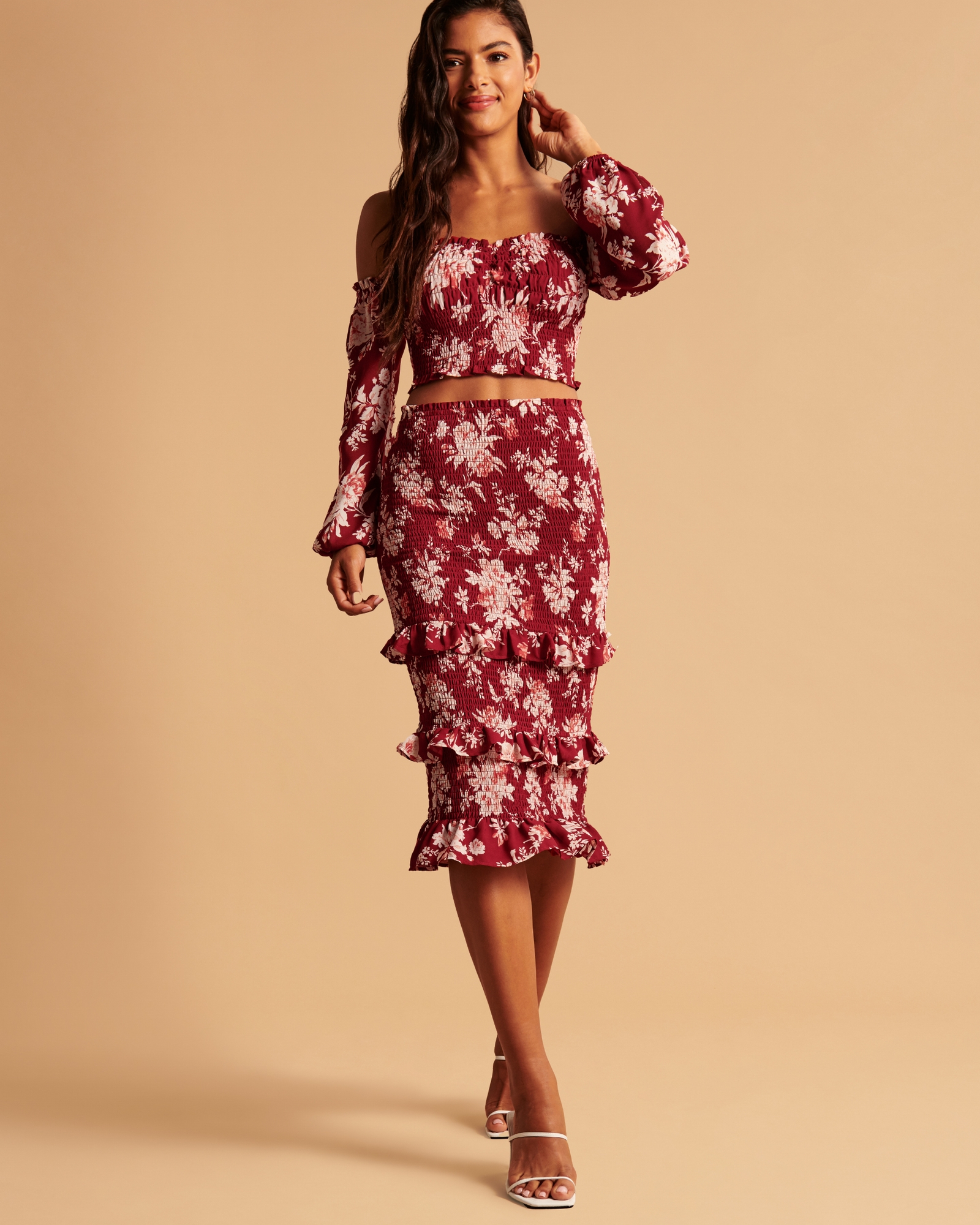 Off-The-Shoulder Smocked Puff Sleeve Top