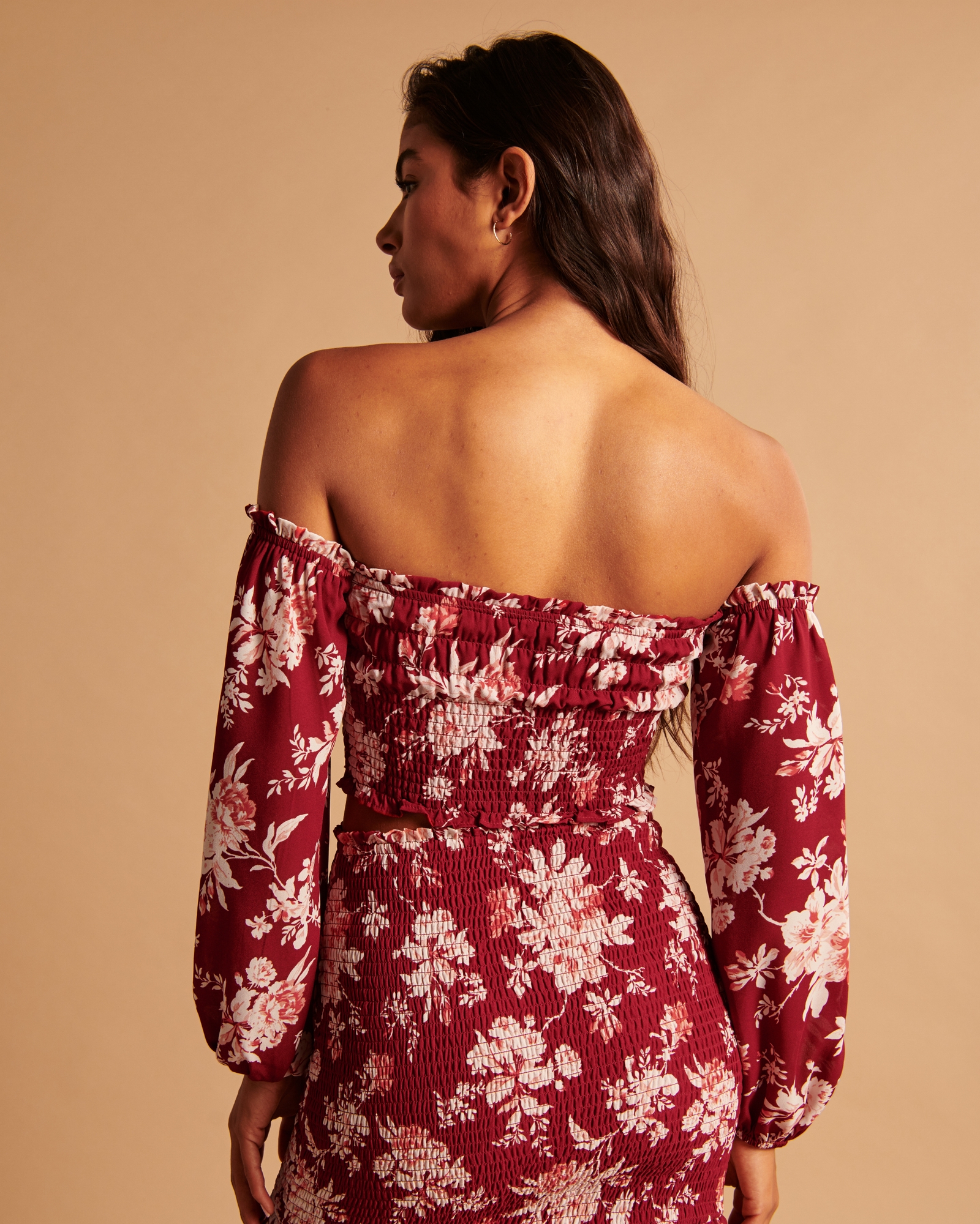 Off-The-Shoulder Smocked Puff Sleeve Top