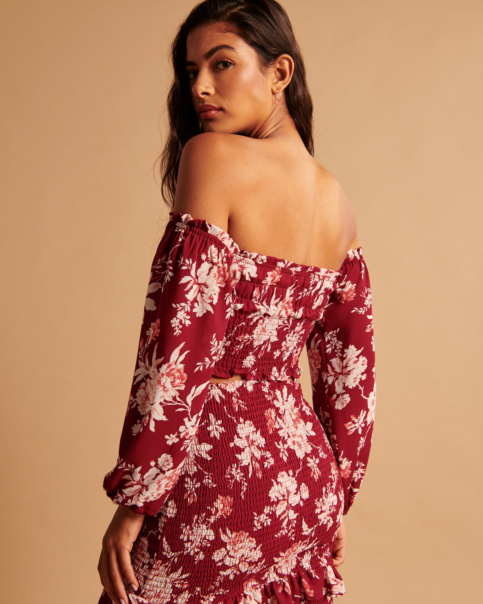 Off-The-Shoulder Smocked Puff Sleeve Top