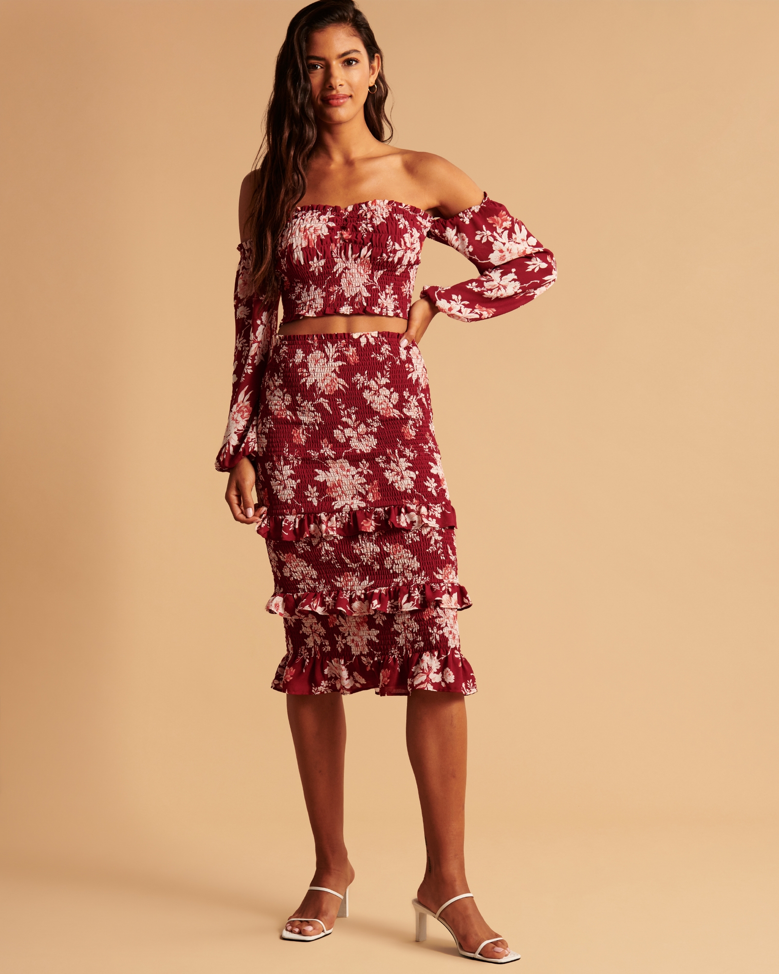 Off-The-Shoulder Smocked Puff Sleeve Top