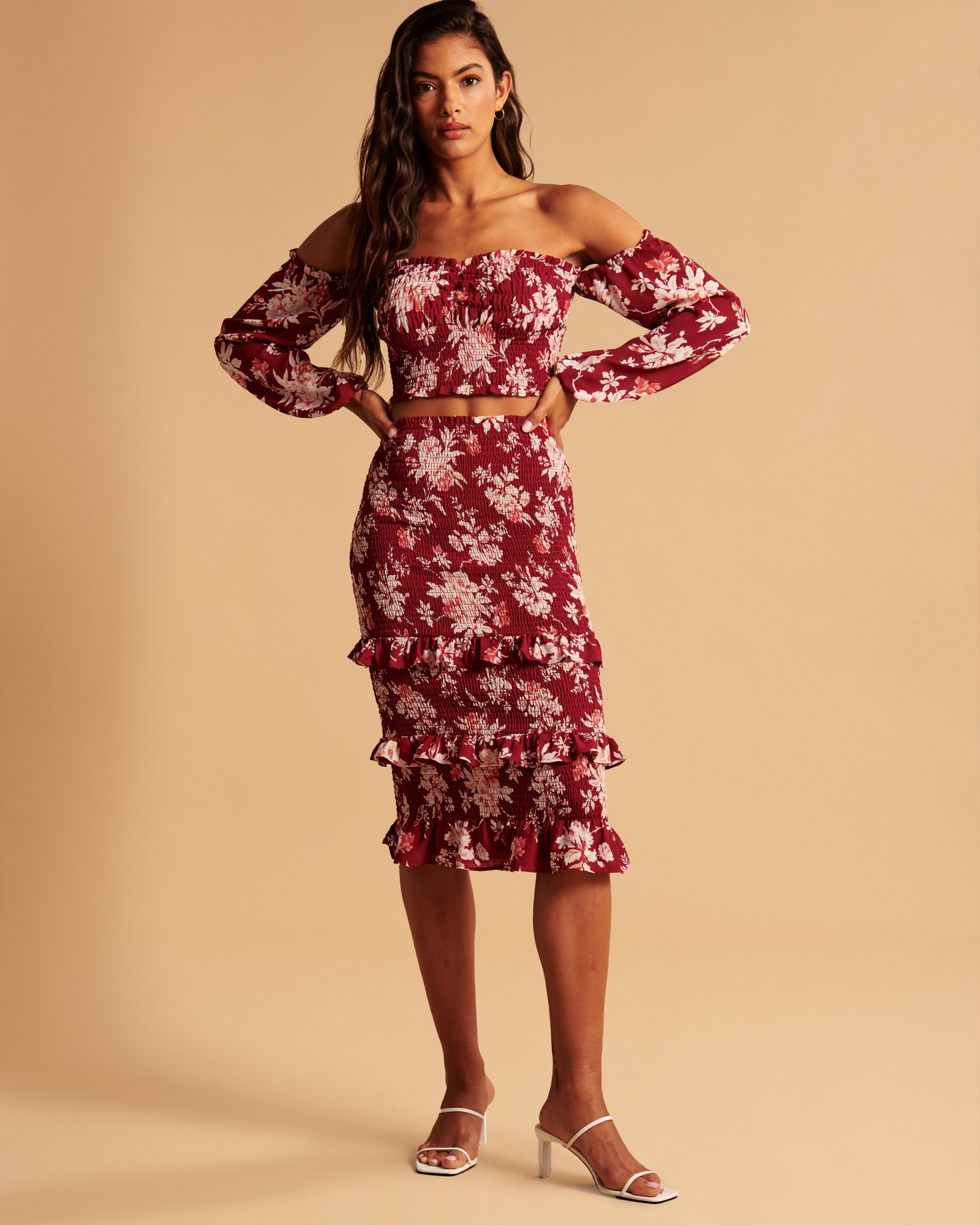 Off-The-Shoulder Smocked Puff Sleeve Top