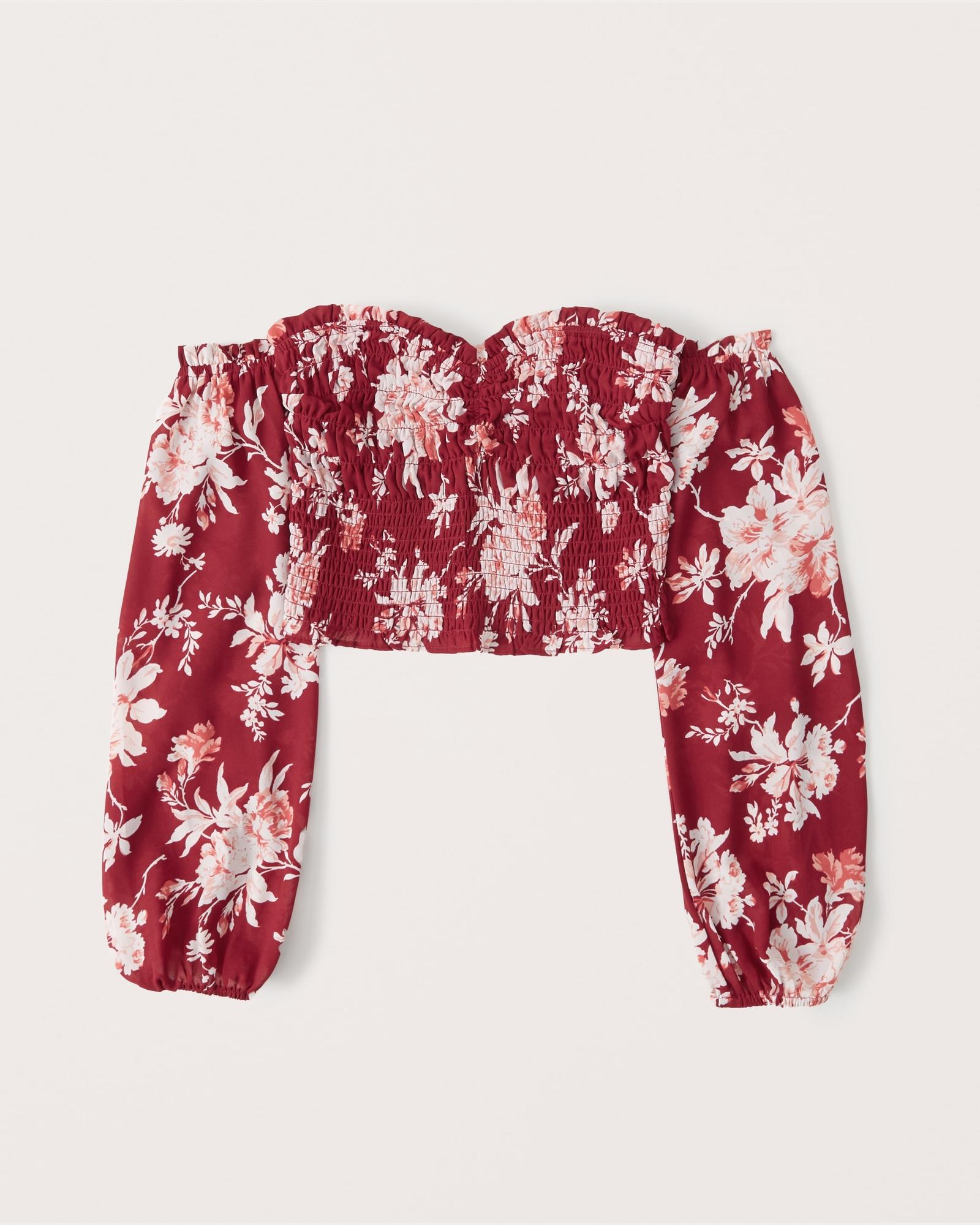 Off-The-Shoulder Smocked Puff Sleeve Top