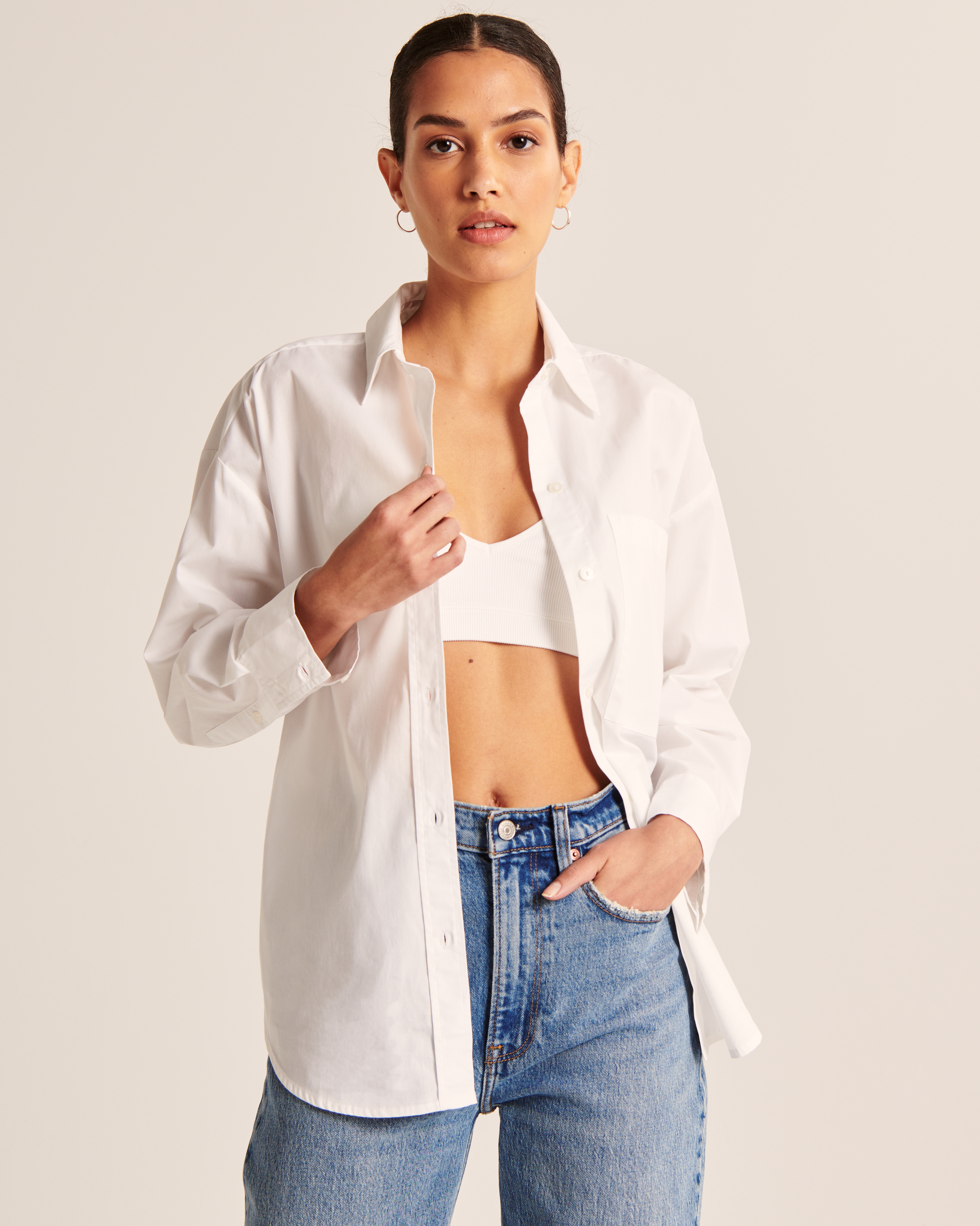 Oversized Poplin Button-Up Shirt