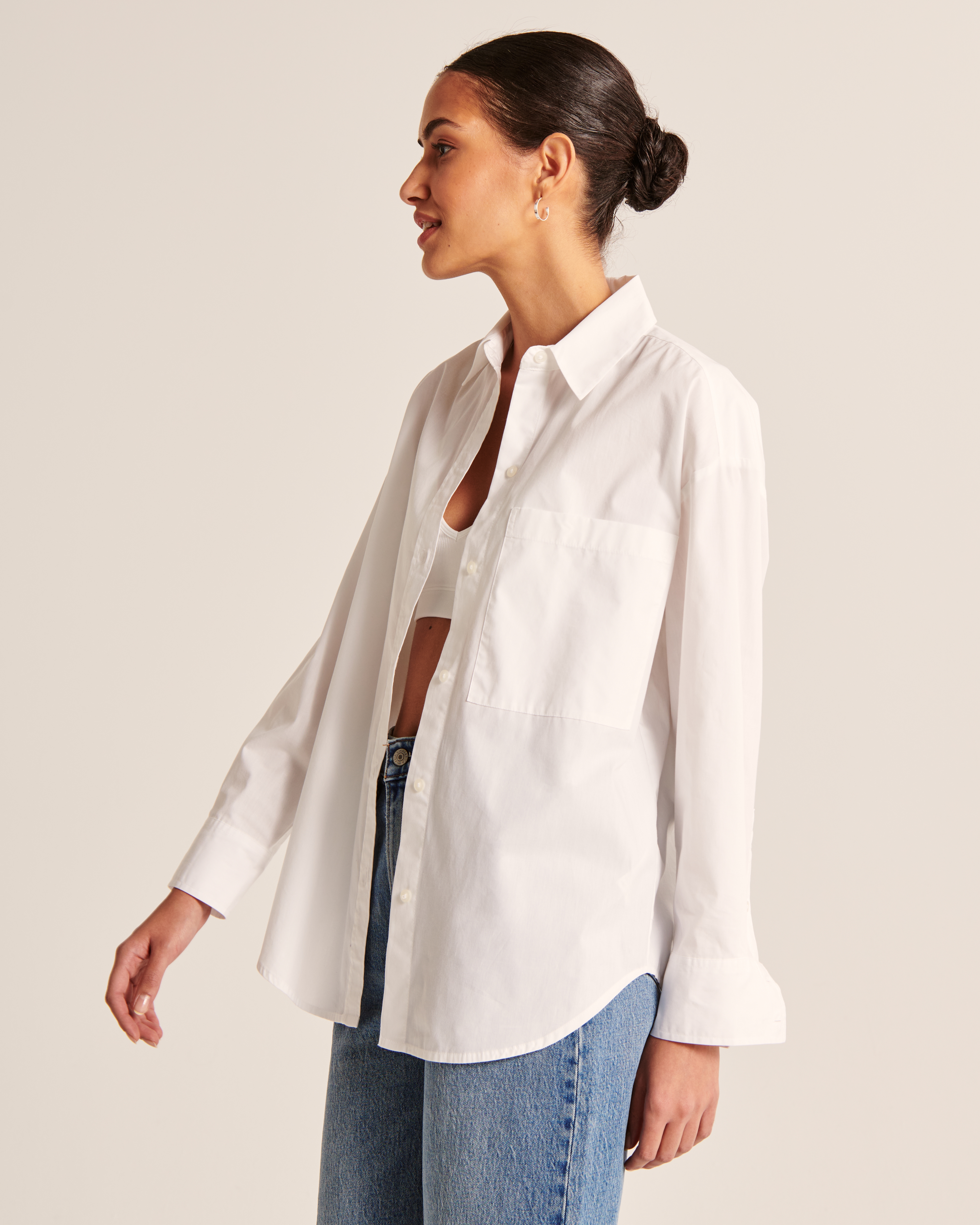 Women's Oversized Poplin Button-Up Shirt | Women's Sale