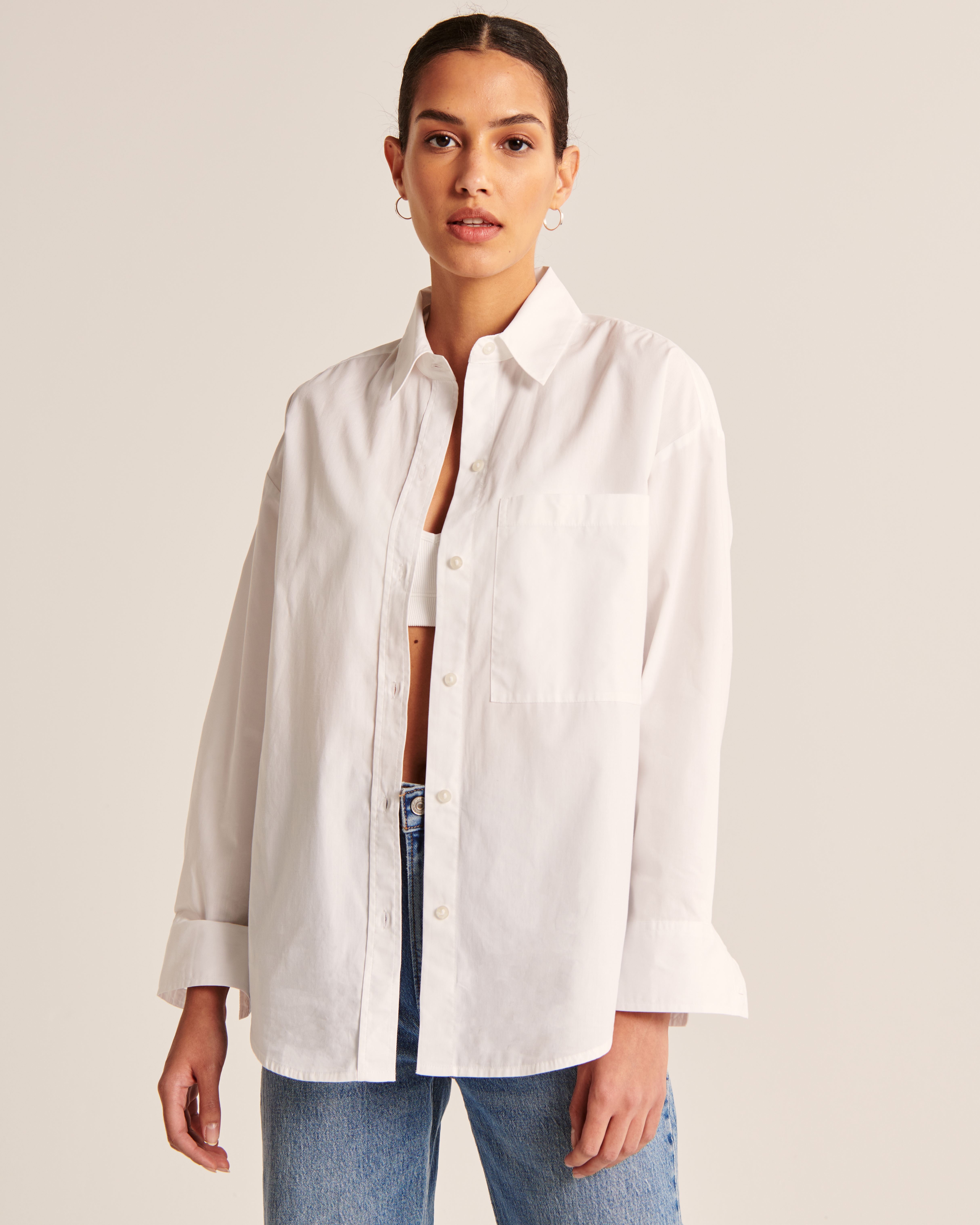 Women's Oversized Poplin Button-Up Shirt | Women's Sale