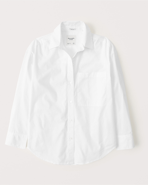 Women's Oversized Poplin Button-Up Shirt | Women's Tops | Abercrombie.com