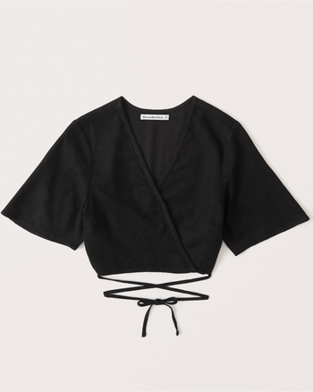 Women's LinenBlend Wrap Set Top Women's Clearance