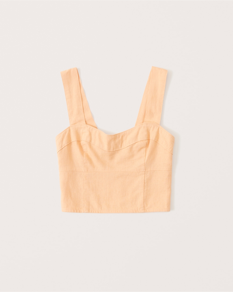 Women's Cropped Linen-Blend Corset Top | Women's Tops | Abercrombie.com