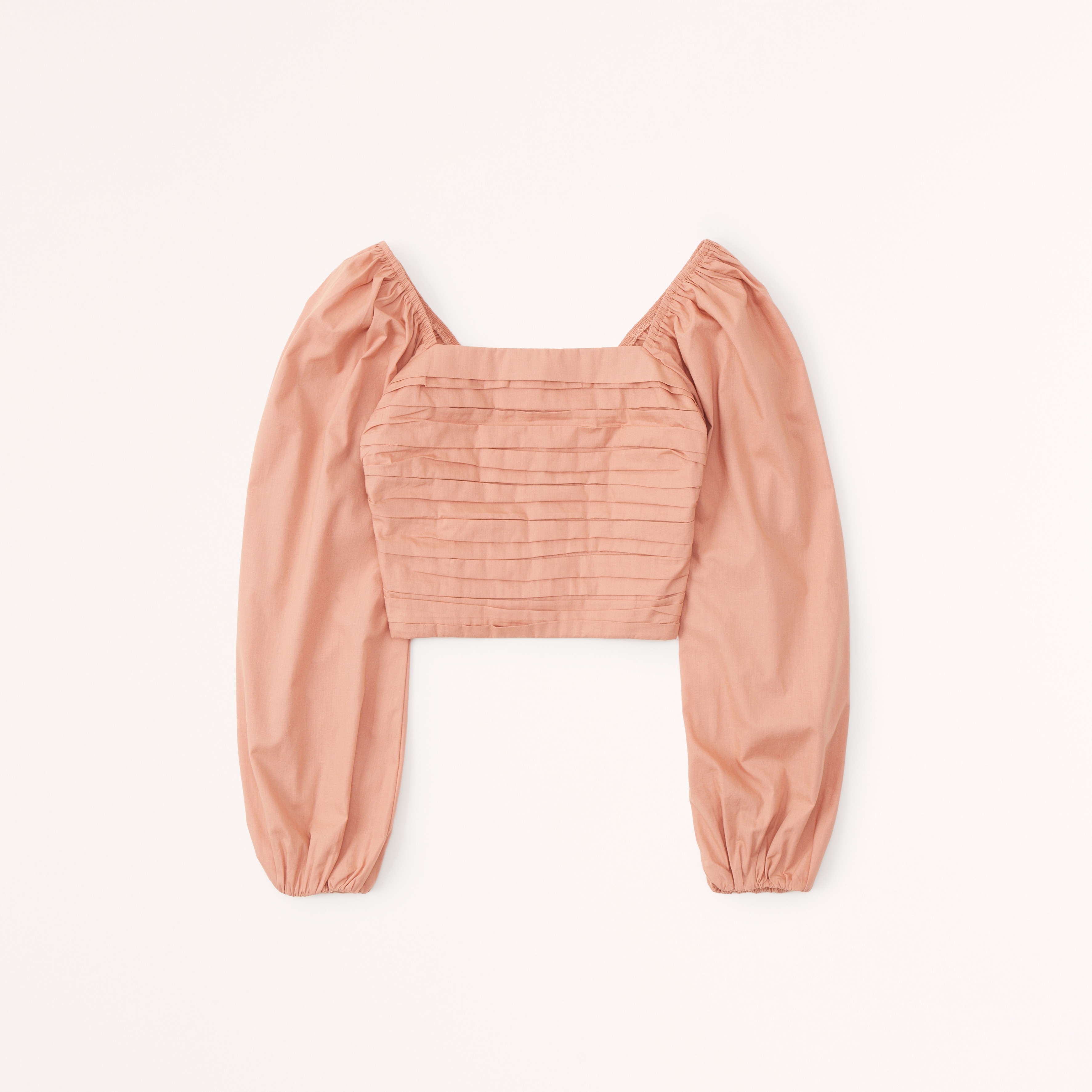 Long-Sleeve Ruched Bodice Puff Sleeve Top