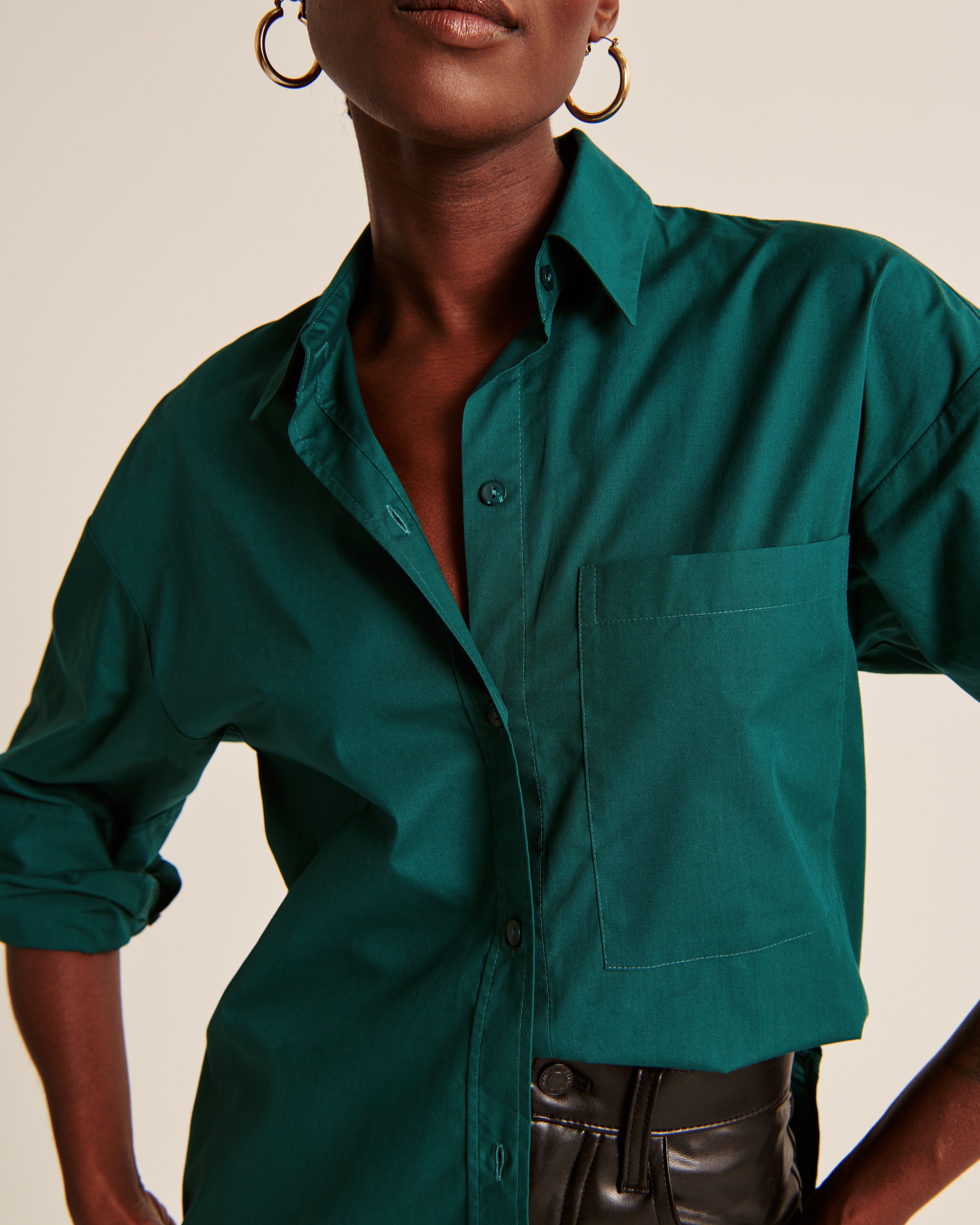 Emerald green dress outlet shirt womens