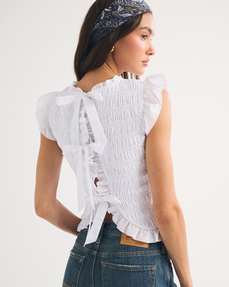 100% Cotton Tie-Back Smocked Top - thumbnail 2