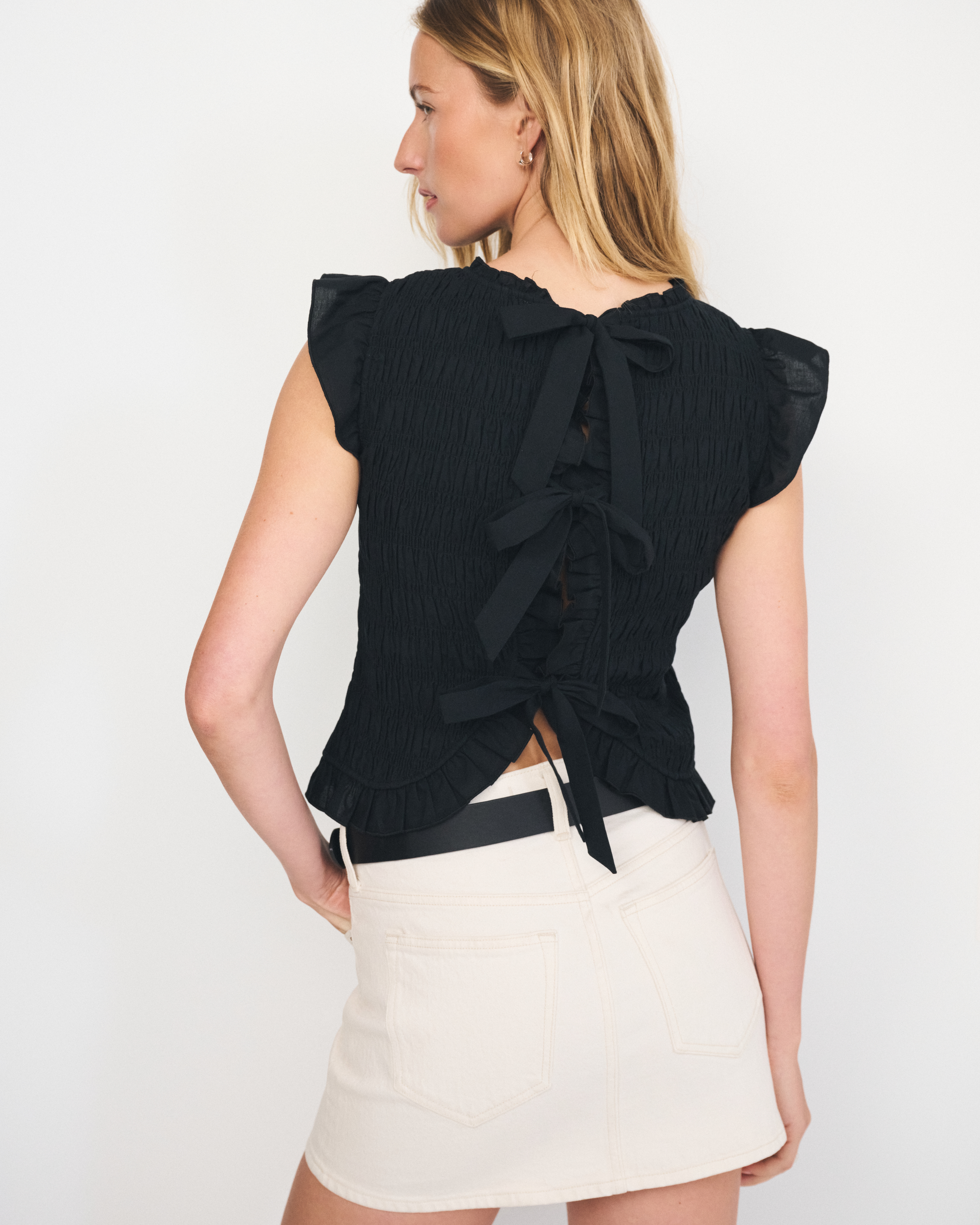 Женские топы Abercrombie & Fitch 100% Cotton Smocked Tie-Back Top — фото 2