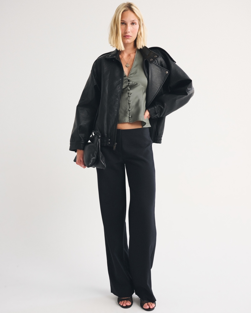 Lace-Trim Satin Button-Up Blouse - thumbnail 8
