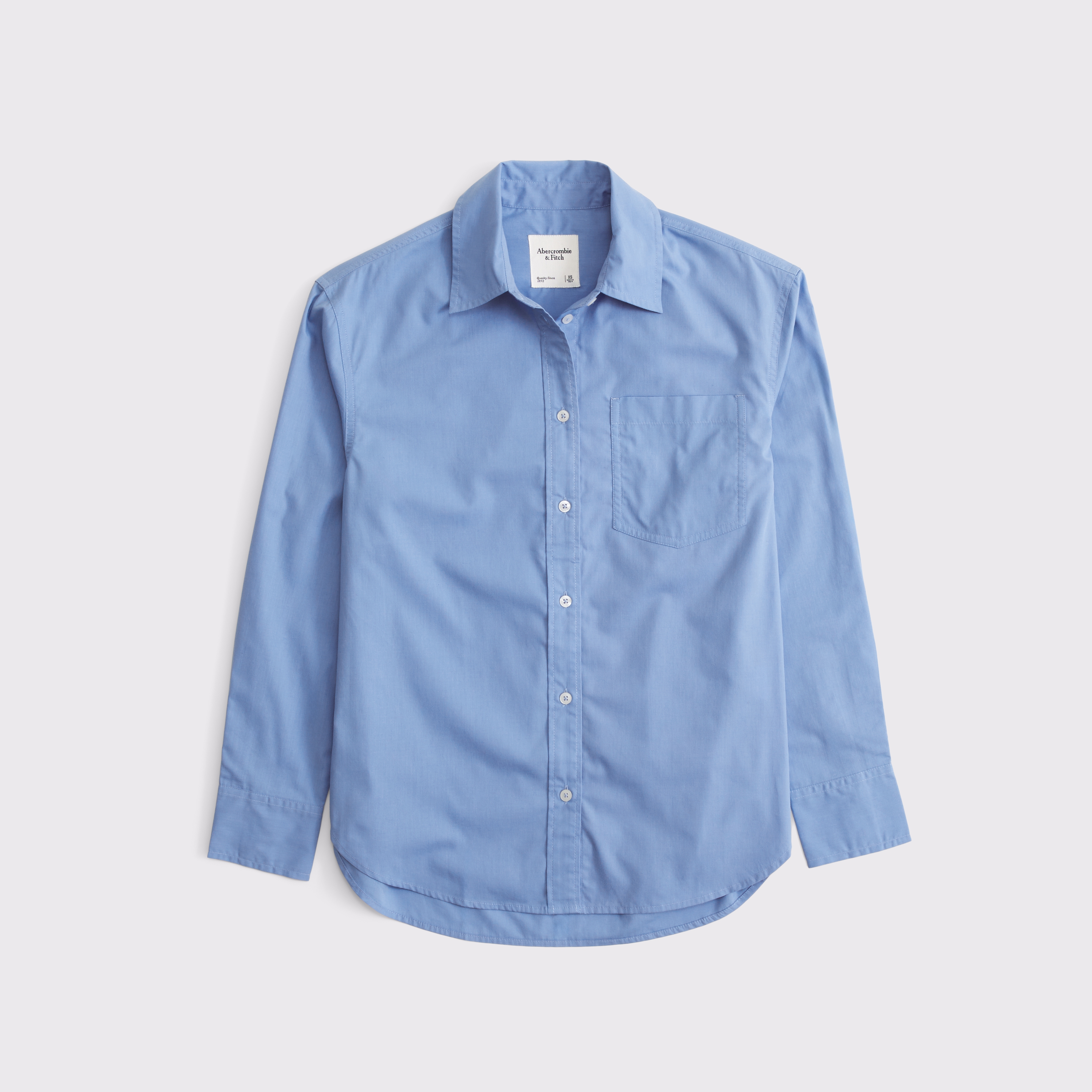 Женская рубашка Abercrombie & Fitch Oversized Poplin, цвет: Синий — фото 1