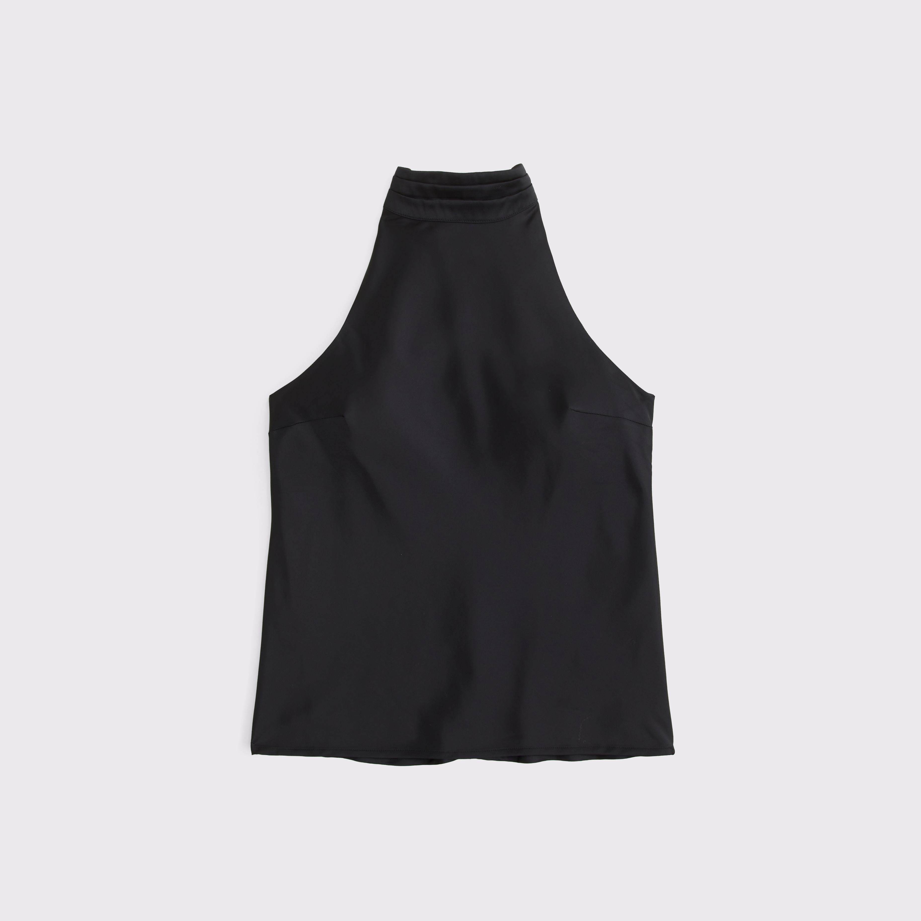 Женский топ Abercrombie & Fitch Satin Halter Top, цвет: Чёрный — фото 1