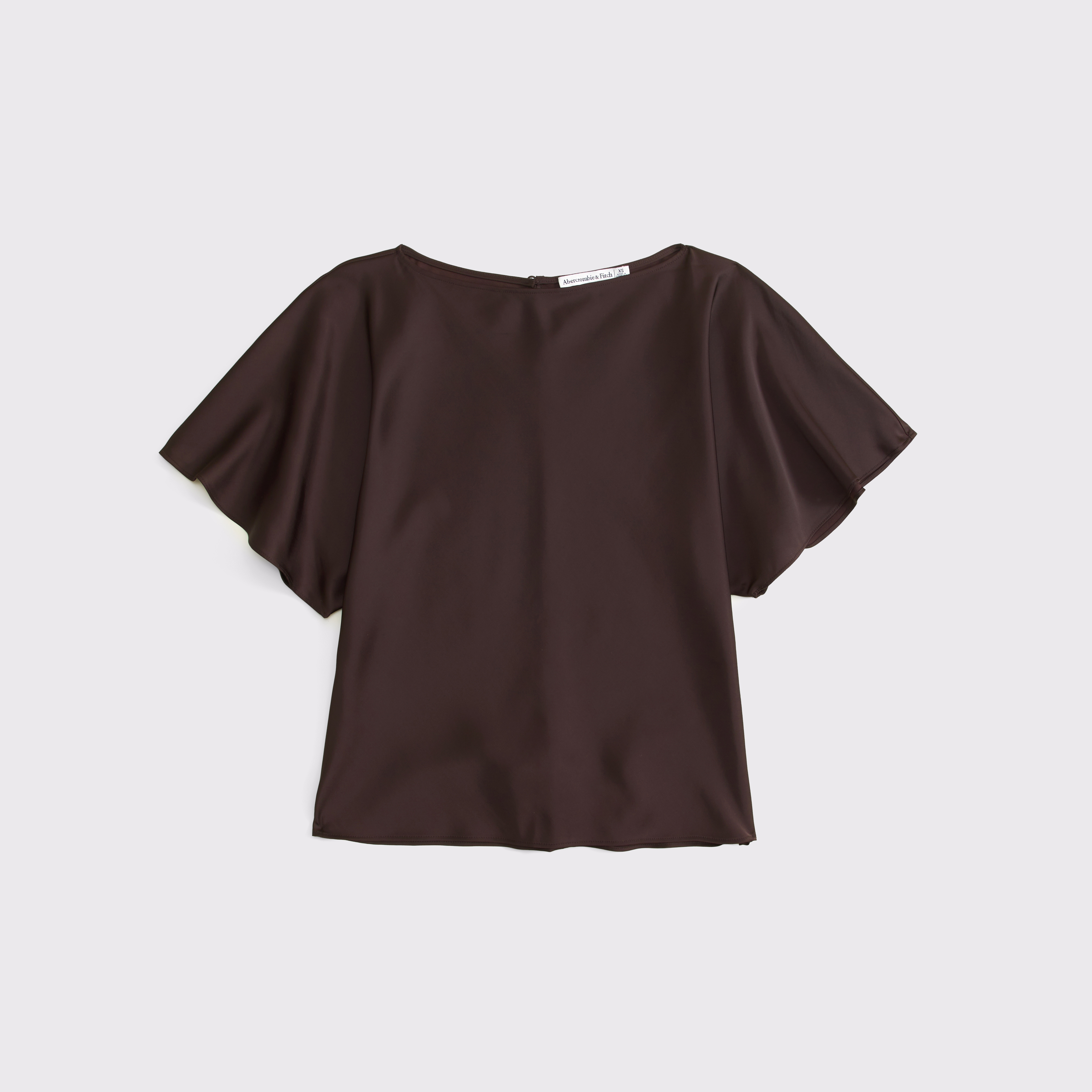 Satin Flutter Sleeve Slash Top