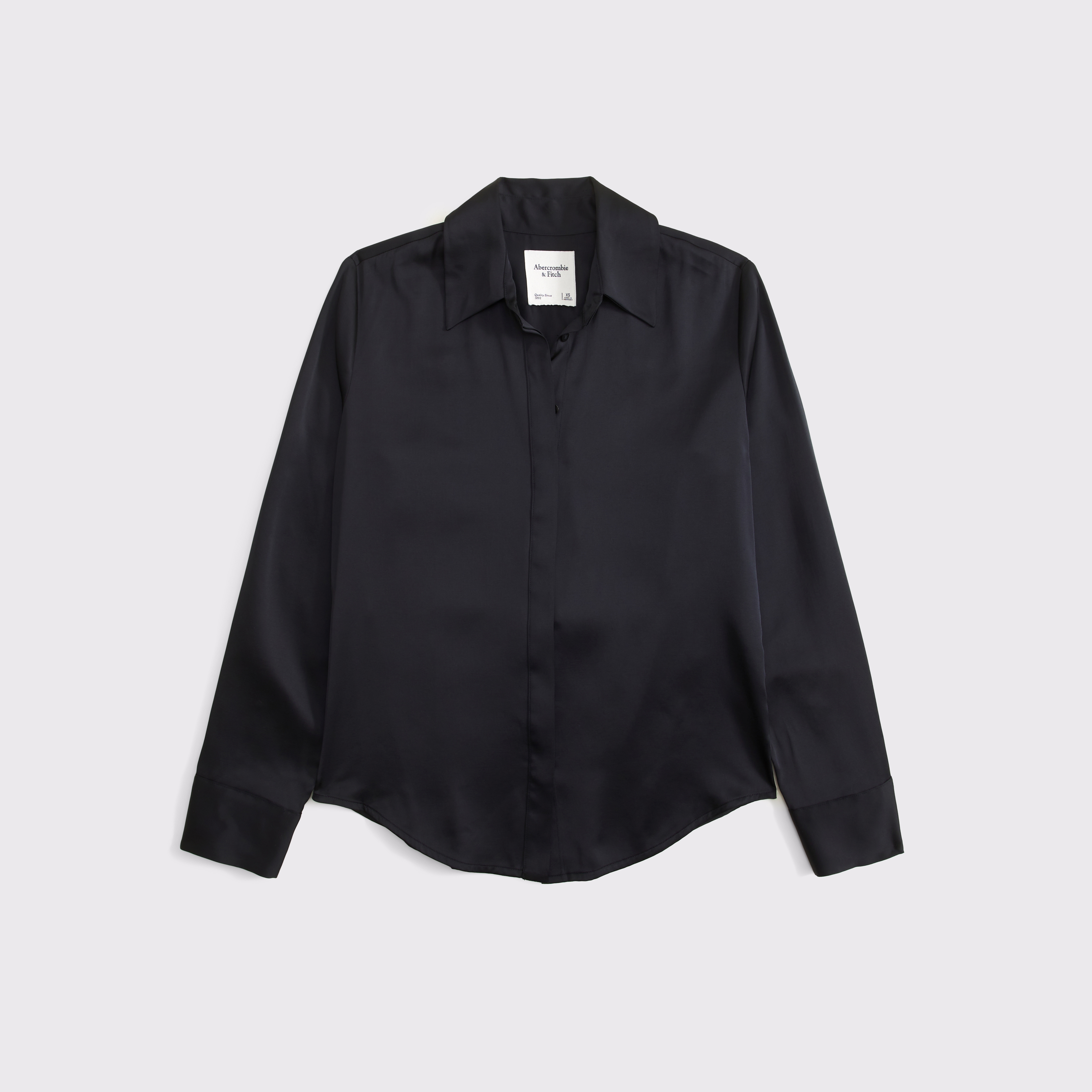 Женская рубашка Abercrombie & Fitch Satin Button-Through, цвет: Чёрный