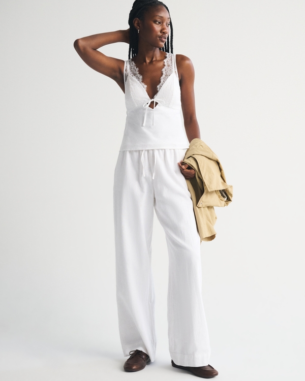 A&F Bella Bra-Free Linen-Cotton Cami, White view 2