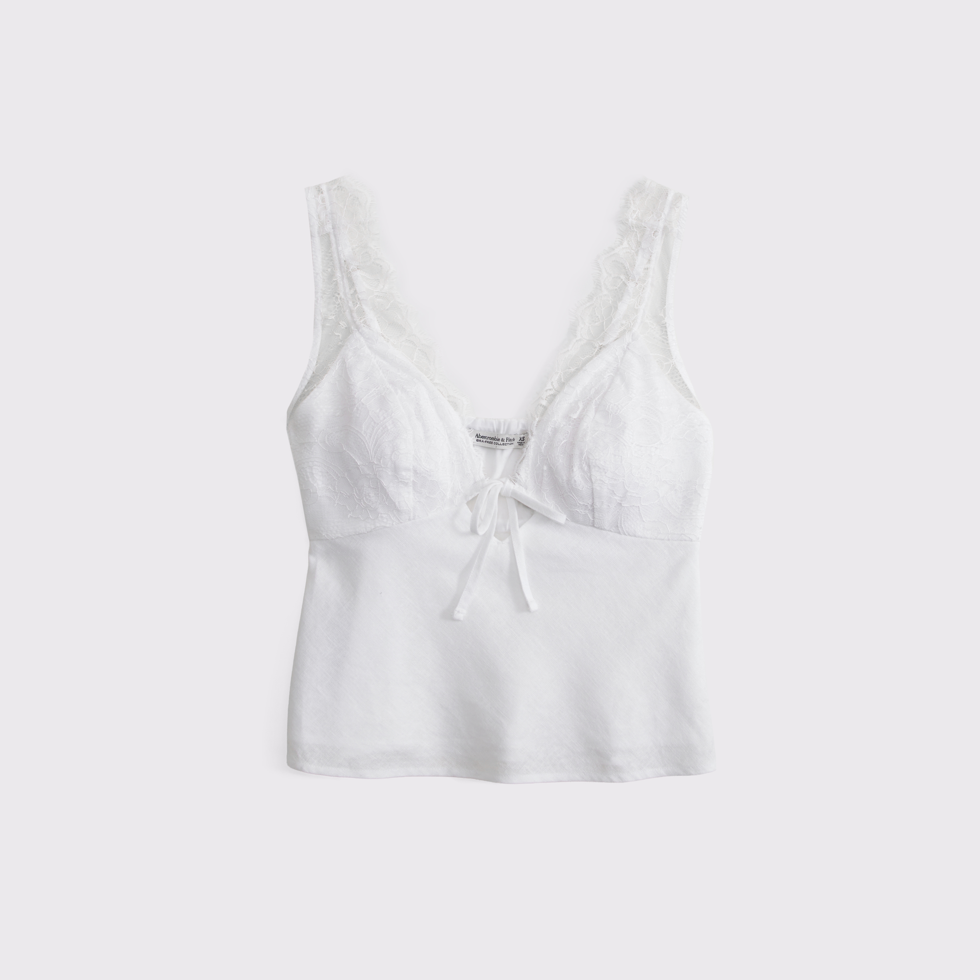 Женский топ Abercrombie & Fitch A&F Bella Bra-Free Linen-Cotton Cami, цвет: Белый — фото 1