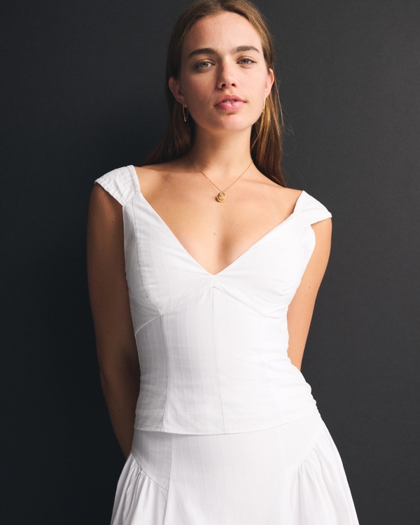 Bra-Free V-Neck Poplin Tank
