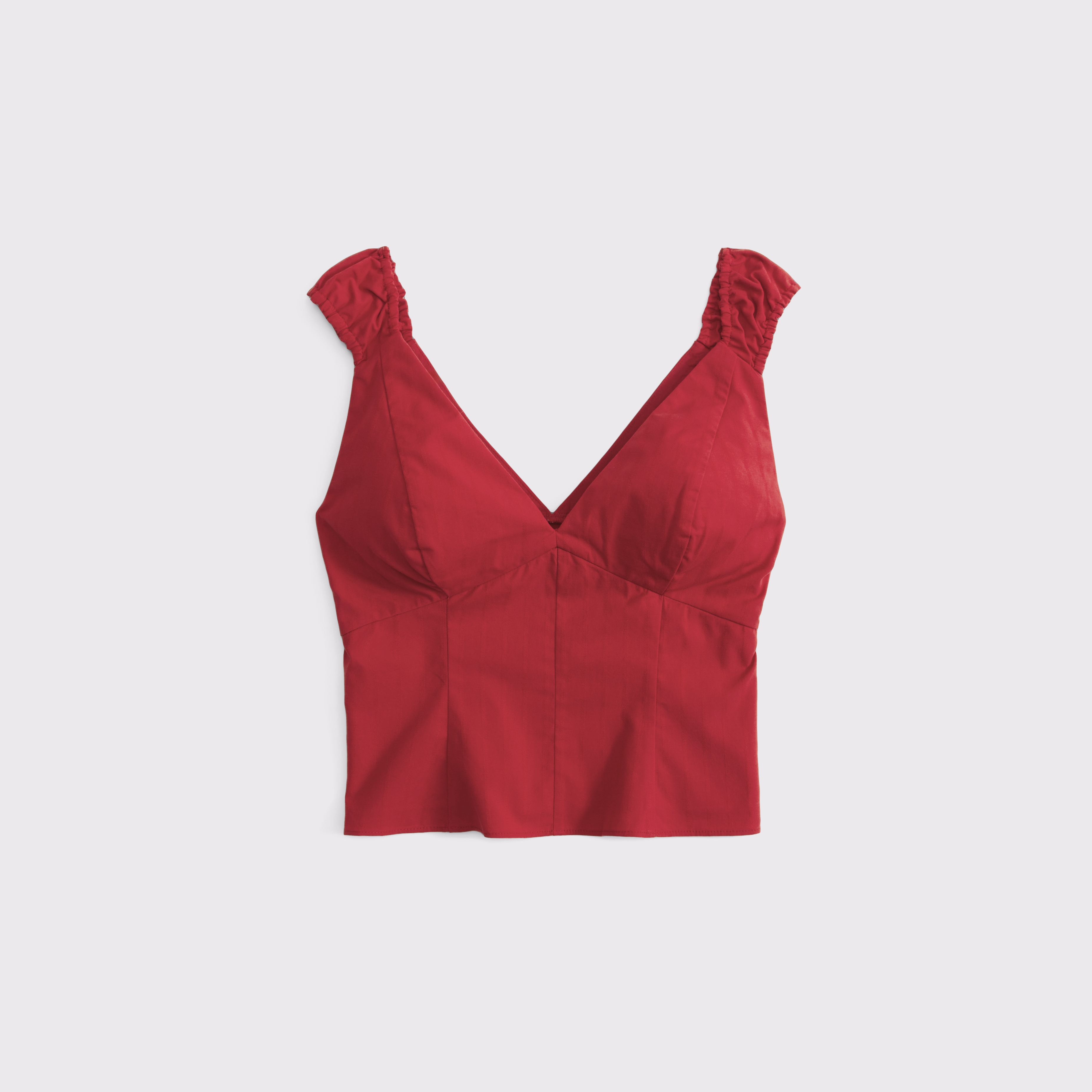 Женский топ Abercrombie & Fitch Bra-Free V-Neck Poplin Tank, цвет: Красный — фото 1