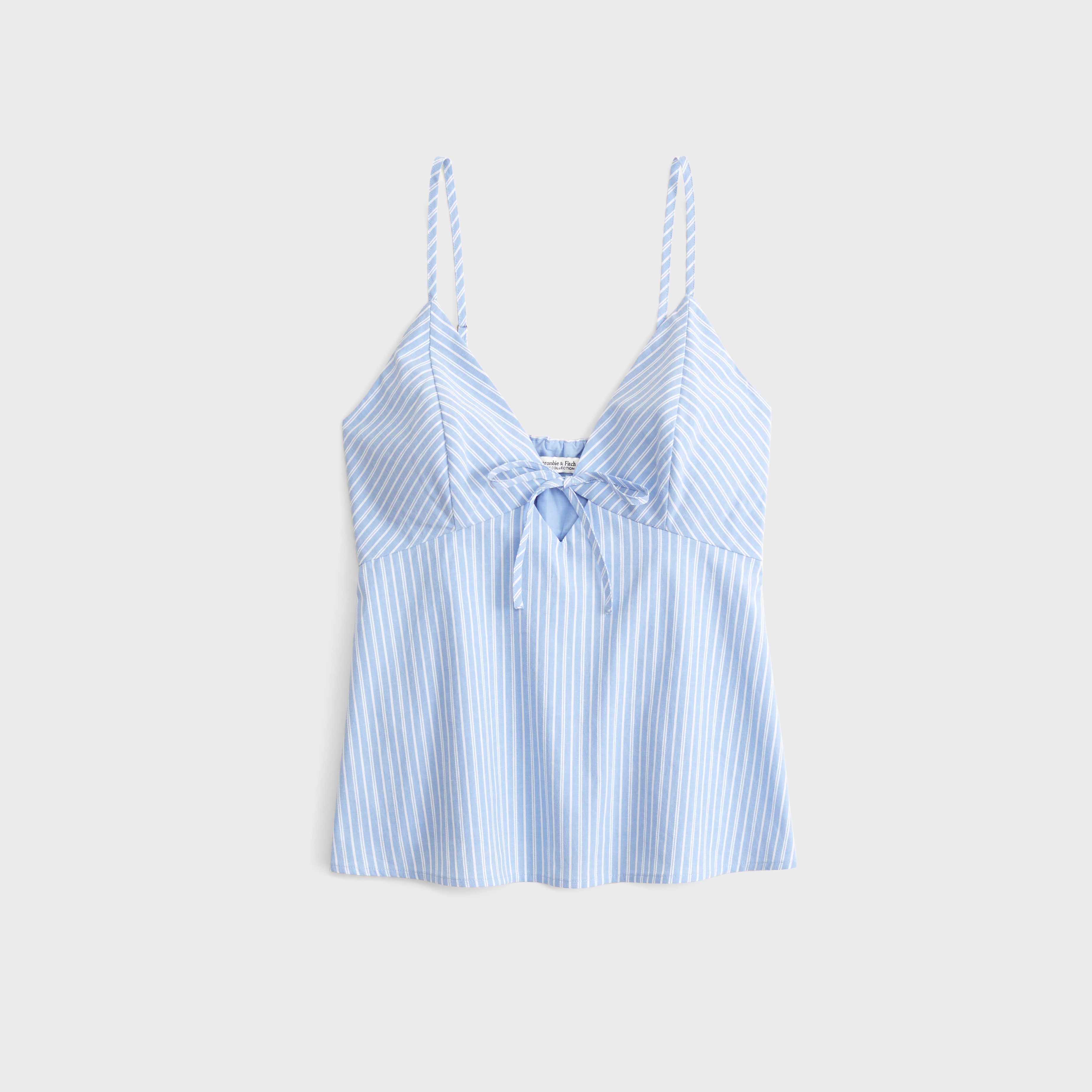 Женский топ Abercrombie & Fitch A&F Bella Bra-Free Tie-Front Poplin Cami, цвет: Синий полосатый — фото 1