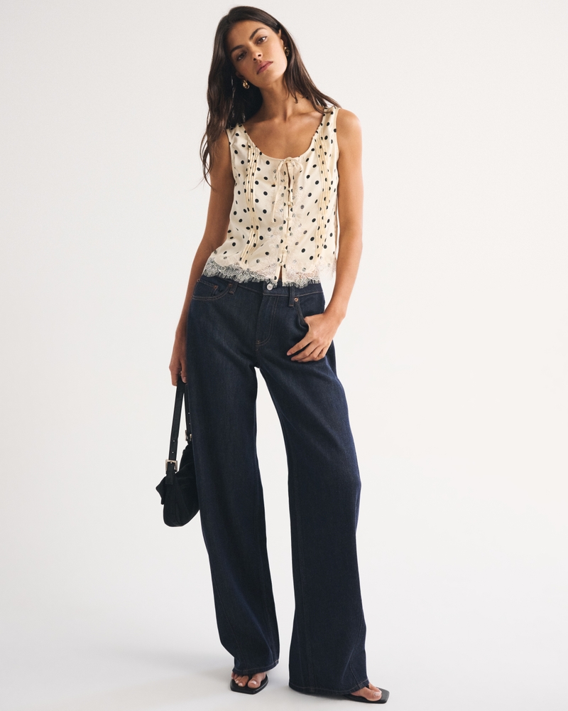 Lace-Trim Pintuck Satin Tank - thumbnail 9