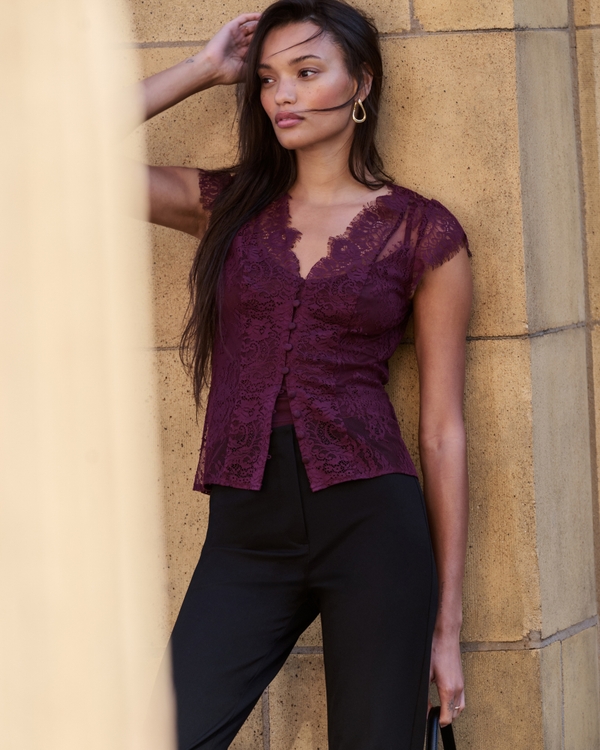 Lace Blouse, Wine view 1