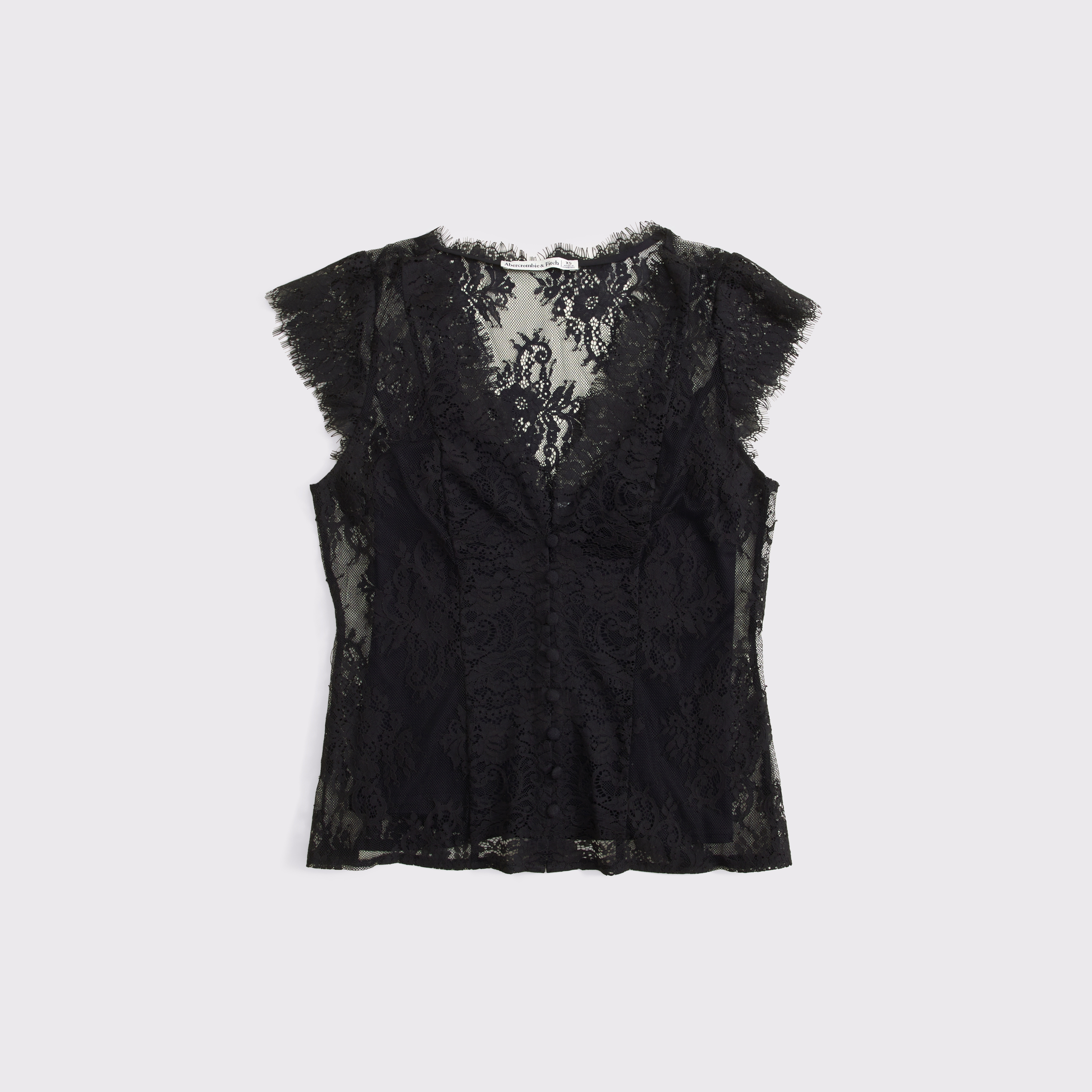 Женская блузка Abercrombie & Fitch Lace Blouse, цвет: Чёрный — фото 1