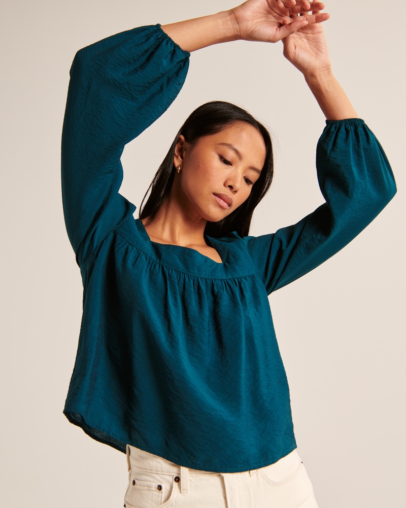 Women's Puff Sleeve Non-Waisted Top