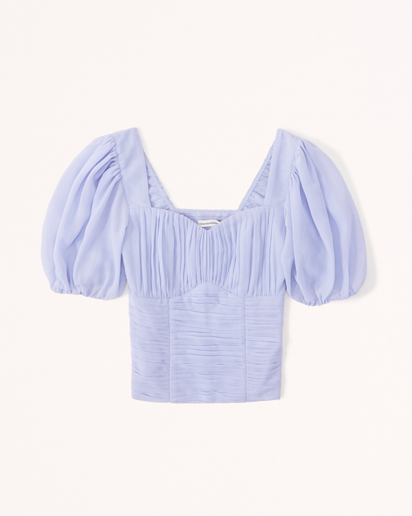 Women's Ruched Puff Sleeve Sweetheart Top | Women's Tops | Abercrombie.com