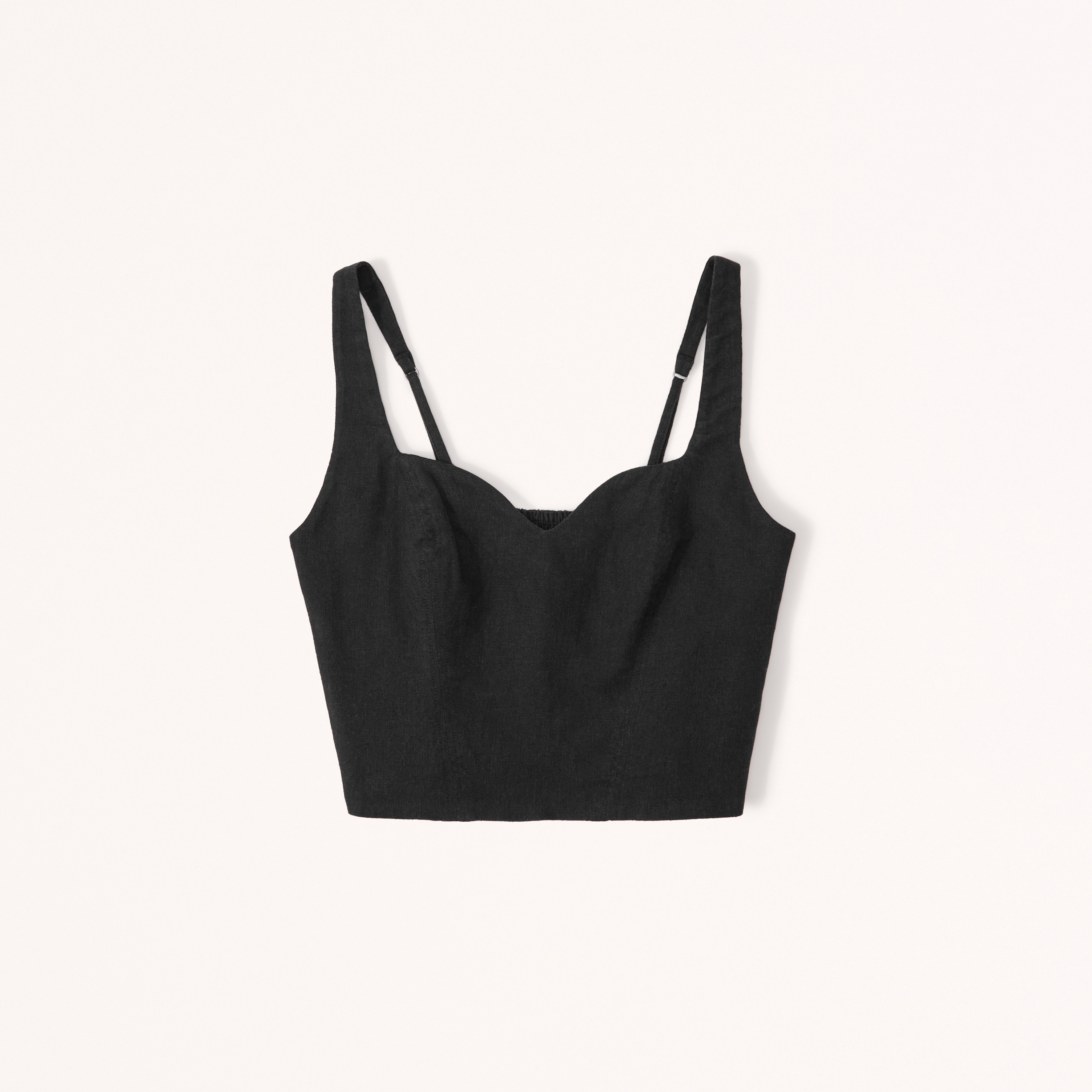 Linen-Blend Notch-Neck Set Top