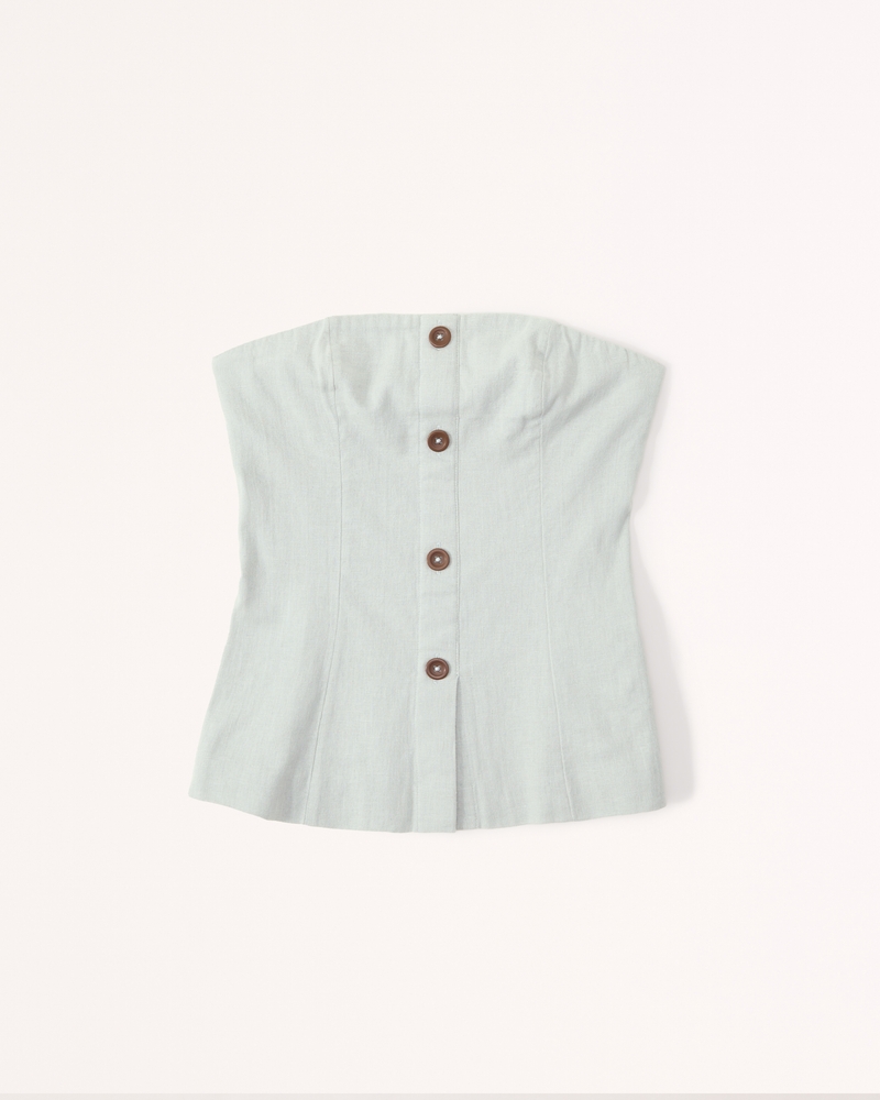 Women's Strapless LinenBlend Set Top Women's Sale