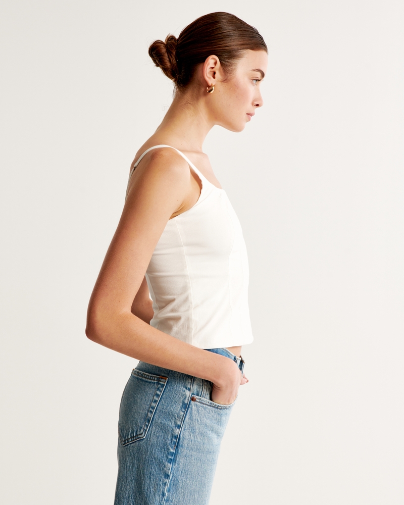 ROZIE CORSETS - Fitted square-neck denim top