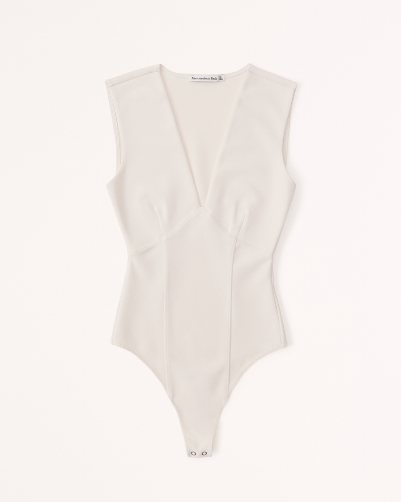 Women's Crepe Plunge Bodysuit, Women's Tops