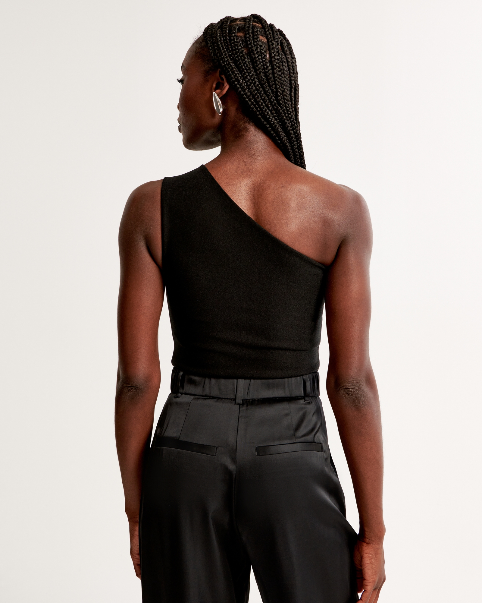 Women\'s Crepe Asymmetrical Bodysuit Women\'s Tops | One-Shoulder