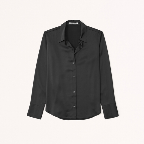 Женские рубашки Abercrombie & Fitch Long-Sleeve Satin Button-Up Shirt