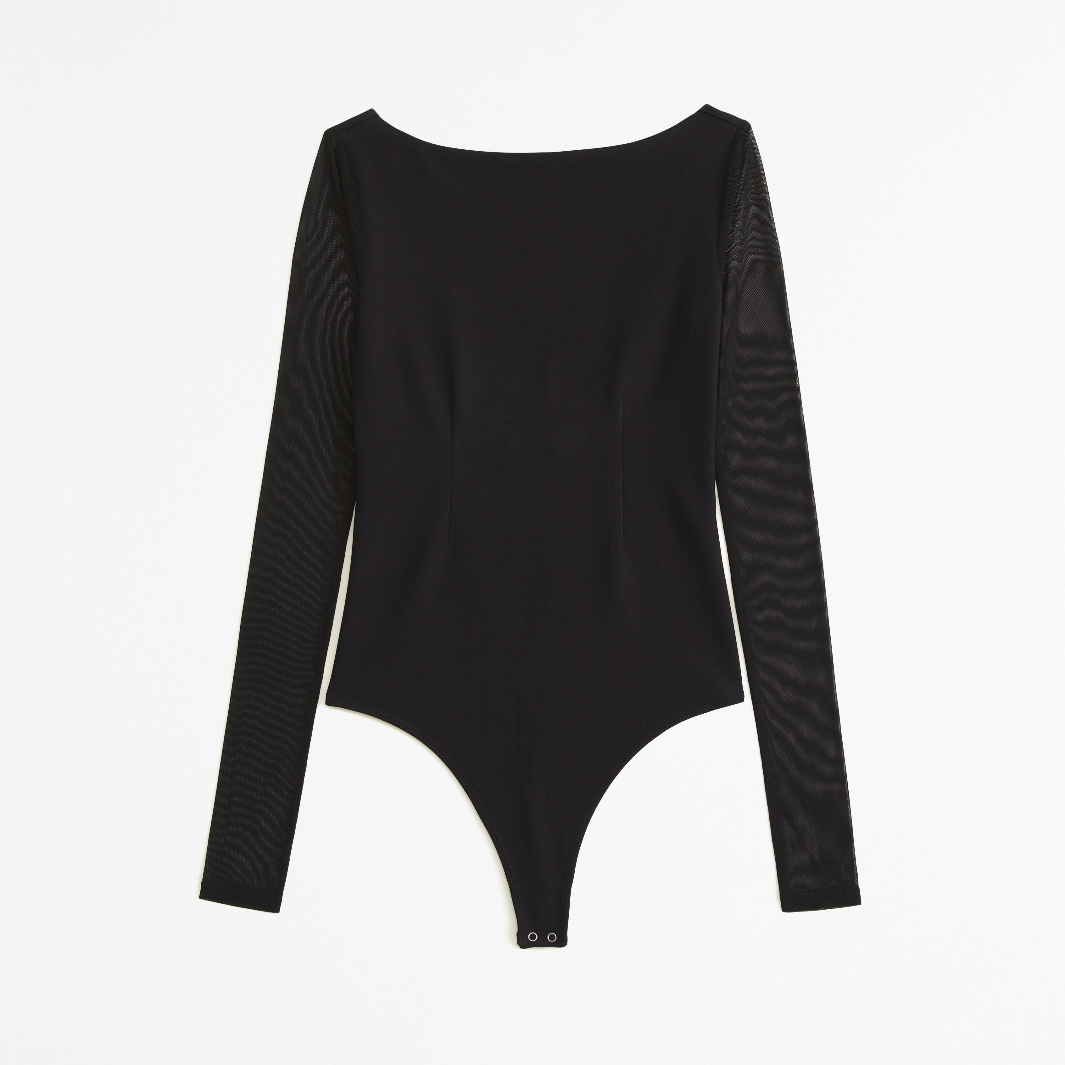 Women's Long-Sleeve Mesh Crepe Shell Bodysuit | Women's Tops