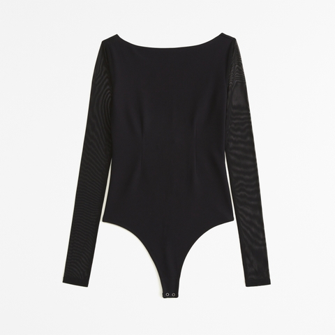 Боди Shell, длинный рукав, сетка — Abercrombie & Fitch