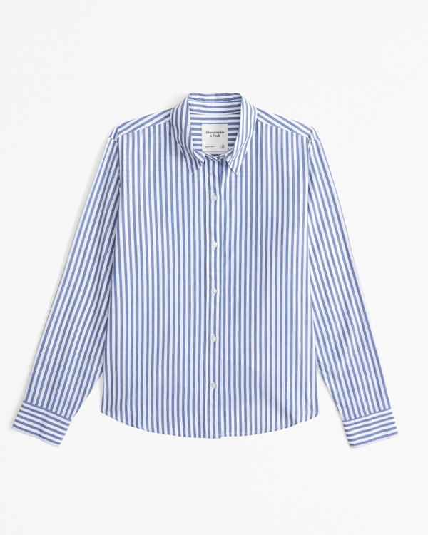Relaxed Poplin Shirt, Blue Stripe