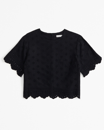 Linen-Blend Embroidered Eyelet Tee from Abercrombie & Fitch - $49.99