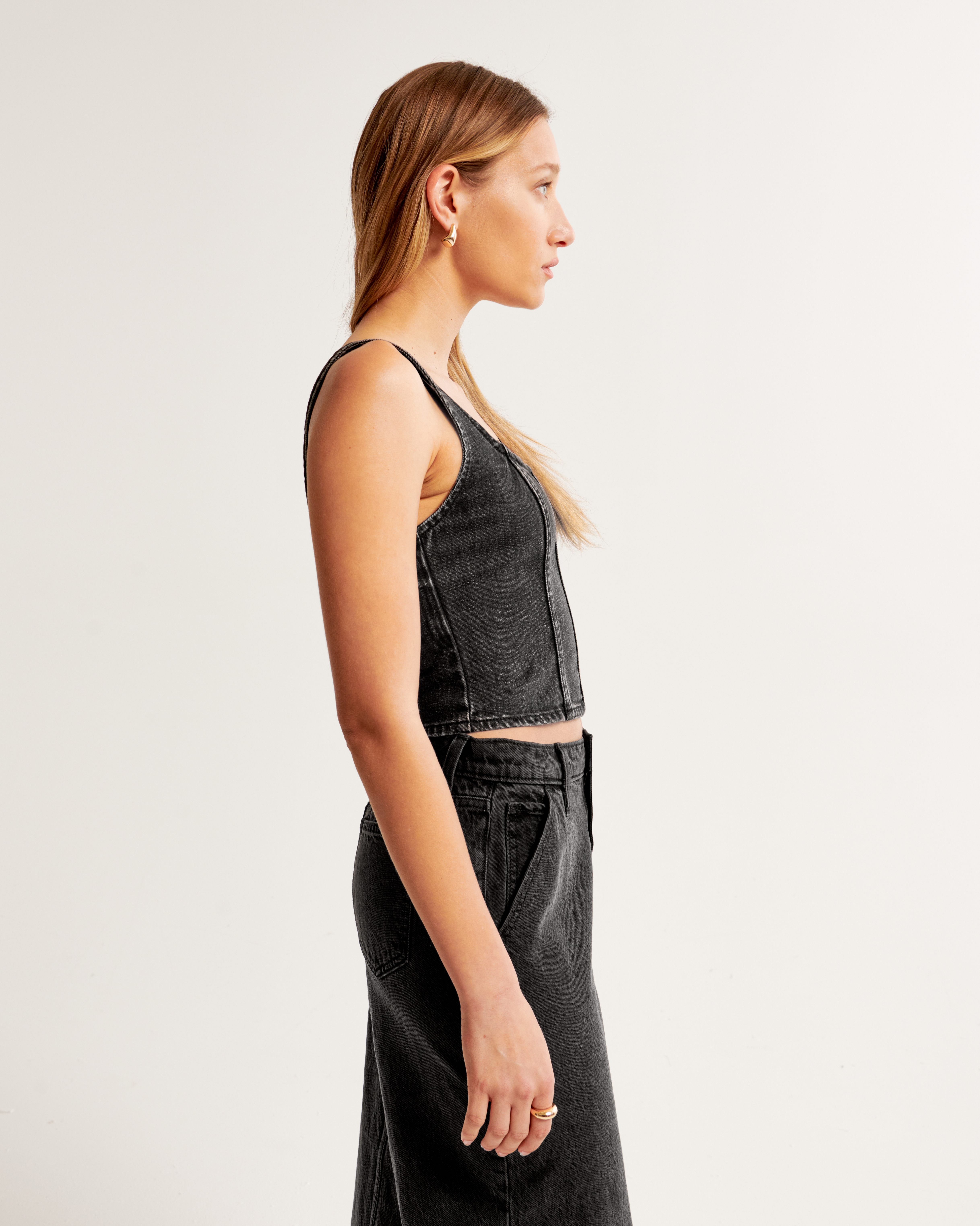 Denim Squareneck Corset Top