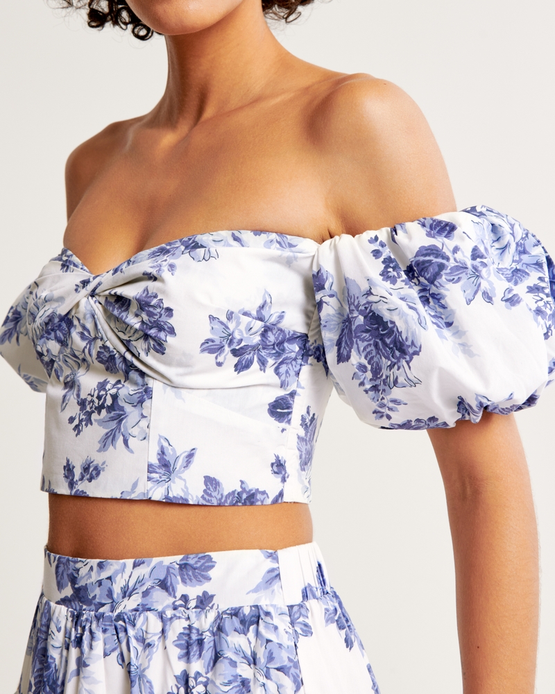 Women's Poplin Off-The-Shoulder Set Top