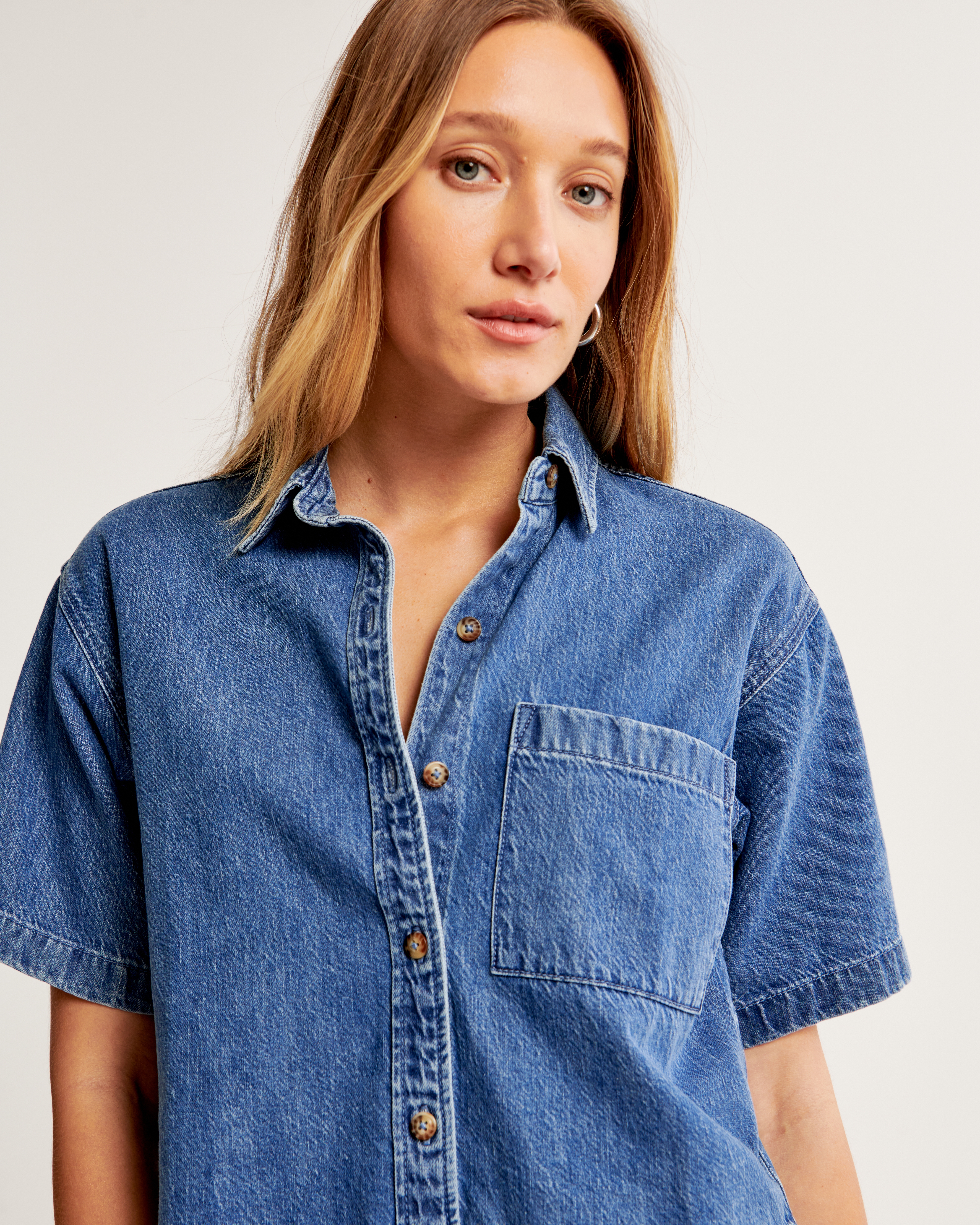 Denim short hot sale shirt