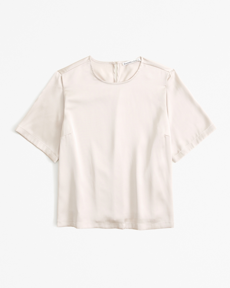 Essentials paquete de 2 camisetas de manga corta para mujer, cuello  redondo, ajuste ceñido