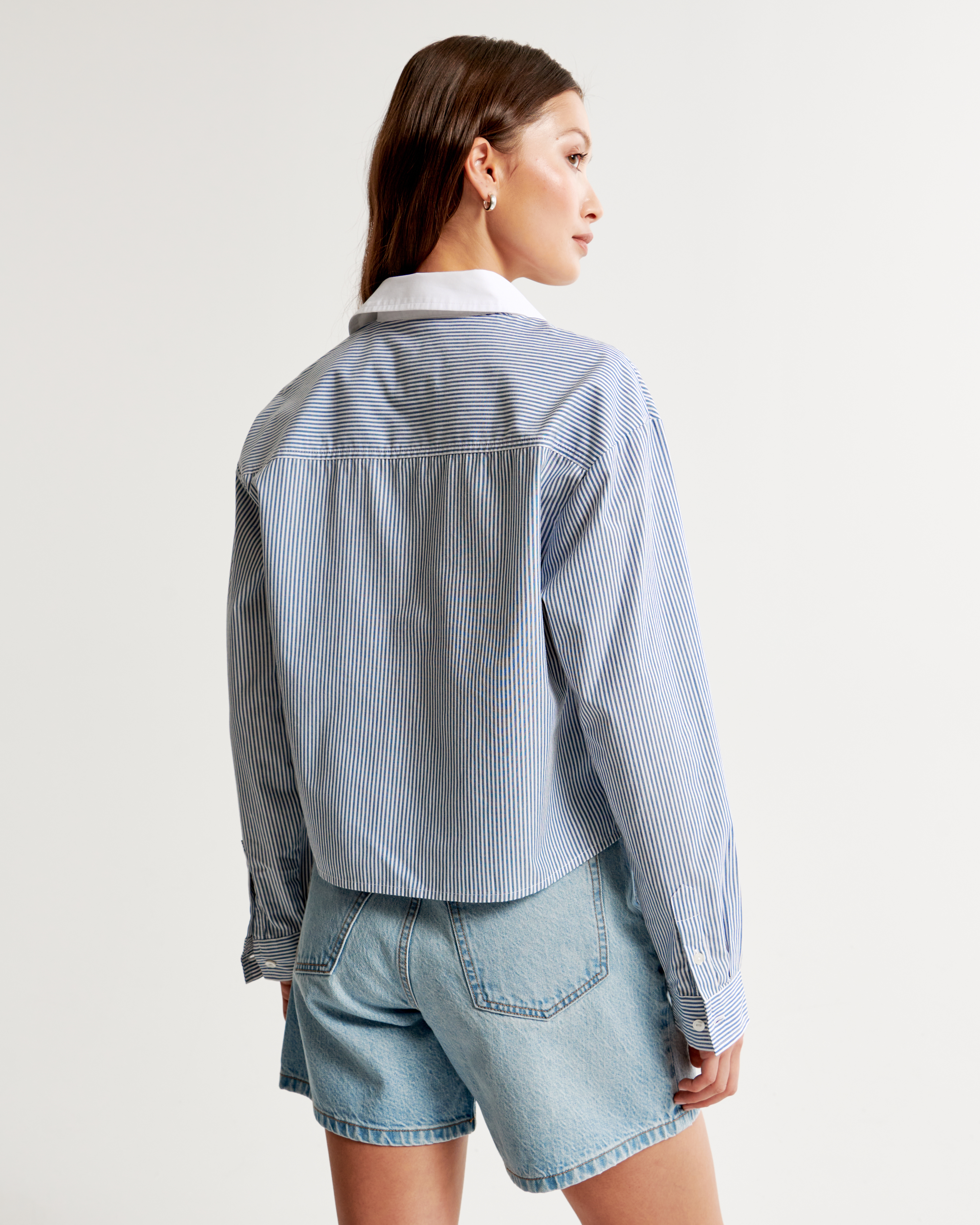 Oversized Cropped Poplin Shirt